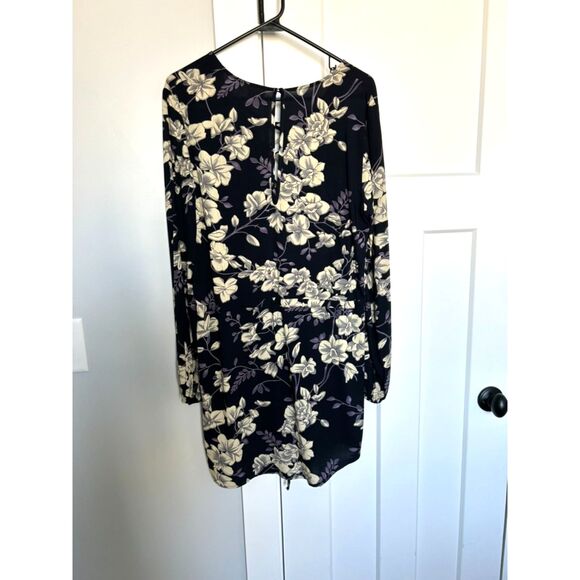 COTTON CANDY Lace Front Tie Waist Floral Print Balloon Sleeve Dress Size L - Picture 6 of 11